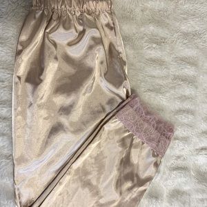 Cream satin lace pajama pants